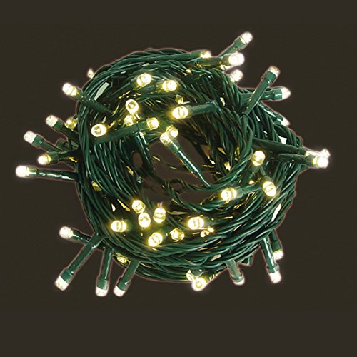 LEX LK021WG LED 600er Lichterkette Innen + Außen warmweiss Kabel grün 70m