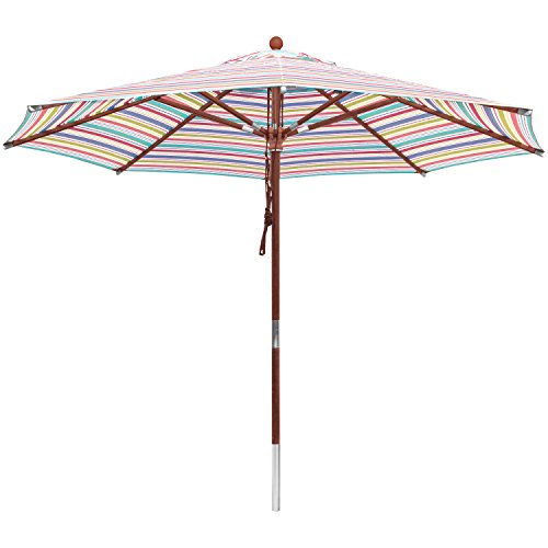 anndora® Sonnenschirm 3 m rund Gartenschirm Marktschirm - mit Winddach gestreift 7 Farben