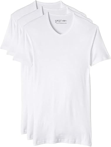 Dim T-Shirt Mit V-Ausschnitt Low Cost Ecodim 100% Baumwolle Herren x3 White 6