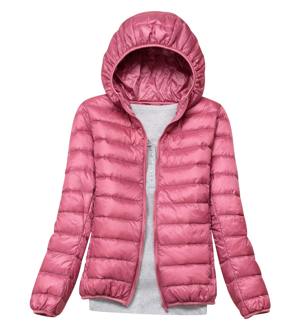 Leichte Daunenjacke Mit Kapuze Damen Steppjacke Daunenmantel Damen Winter Daunen Winterjacke Damen Leicht Ultraleichte Dünne Steppjacken Frauen Federleichte Softdaunenjacke Übergangsjacke Rosa 7XL