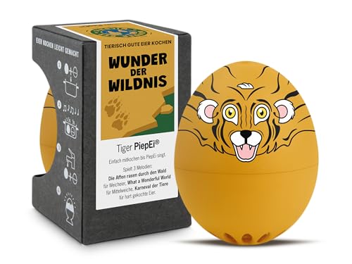 Tiger PiepEi - Singende Eieruhr zum Mitkochen - Eierkocher für 3 Härtegrade - Süße Tiger Geschenke - Lustiges Kochei - Musik Eggtimer – Brainstream