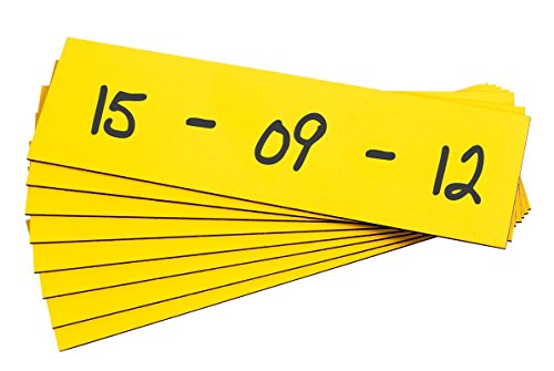 100 Magnetschilder Magnetstreifen Magnet-Etiketten beschreibbar/abwischbar 10 x 3 cm in weiß oder gelb (gelb)