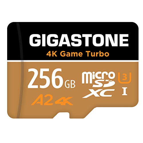 Gigastone 4K Game Turbo 256GB MicroSDXC Speicherkarte und SD Adapter mit A2 App-Leistung bis zu 100/60 MB/s, Kompatibel mit Switch, UHS-I U3 Klasse 10 [5 Jahre kostenlose Datenwiederherstellung]