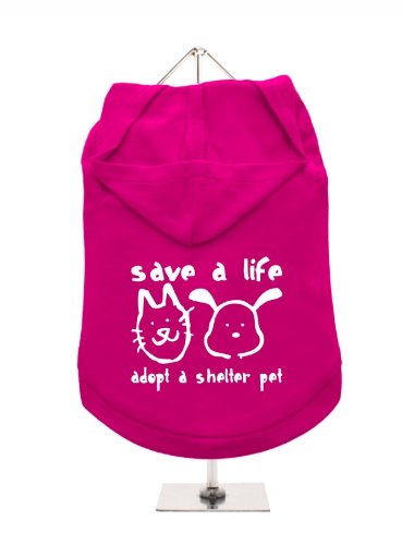 "Save a life, Adopt A Shelter Pet" UrbanPup Hunde-Hoodie Hoodie (Fuchsia/Weiß)