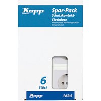 Kopp 920701058 Profi-Pack: 6 Schutzkontakt-Steckdosen mit erhöhtem Berührungsschutz, 250 V, creme, 6 Stück