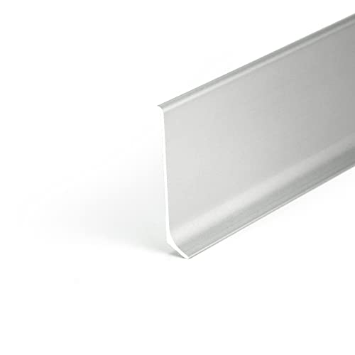 DQ-PP Sockelleiste | 20 m (2,5m x 8) | 59mm | Silber | Aluminium | eloxiert | Fussleisten | Bodenleiste | Sockelleisten | Profil | Sockel | Abschlussleiste | Alu | Leiste | Fussbodenleiste