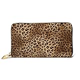 IUBBKI Cute Leopard Print Women's Leather Wallets Women's Clutch Handbags Wristlet Handbags Cowhide Card Cases & Money Holder Organizers