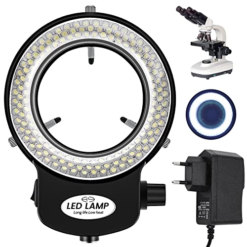 Tiamu 144 LED Mikroskop Kamera Lampe, LED Perlen Licht Ringbeleuchtung Dimmbar, 0-100% Einstellbar Lampe für Microscope Ringbeleuchtung