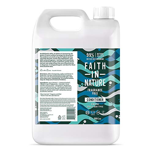 Faith In Nature Natural Fragrance Free Conditioner, Sensitive, Vegan & Cruelty Free, No SLS & Parabene, For All Hair Type, 5L Refill Pack
