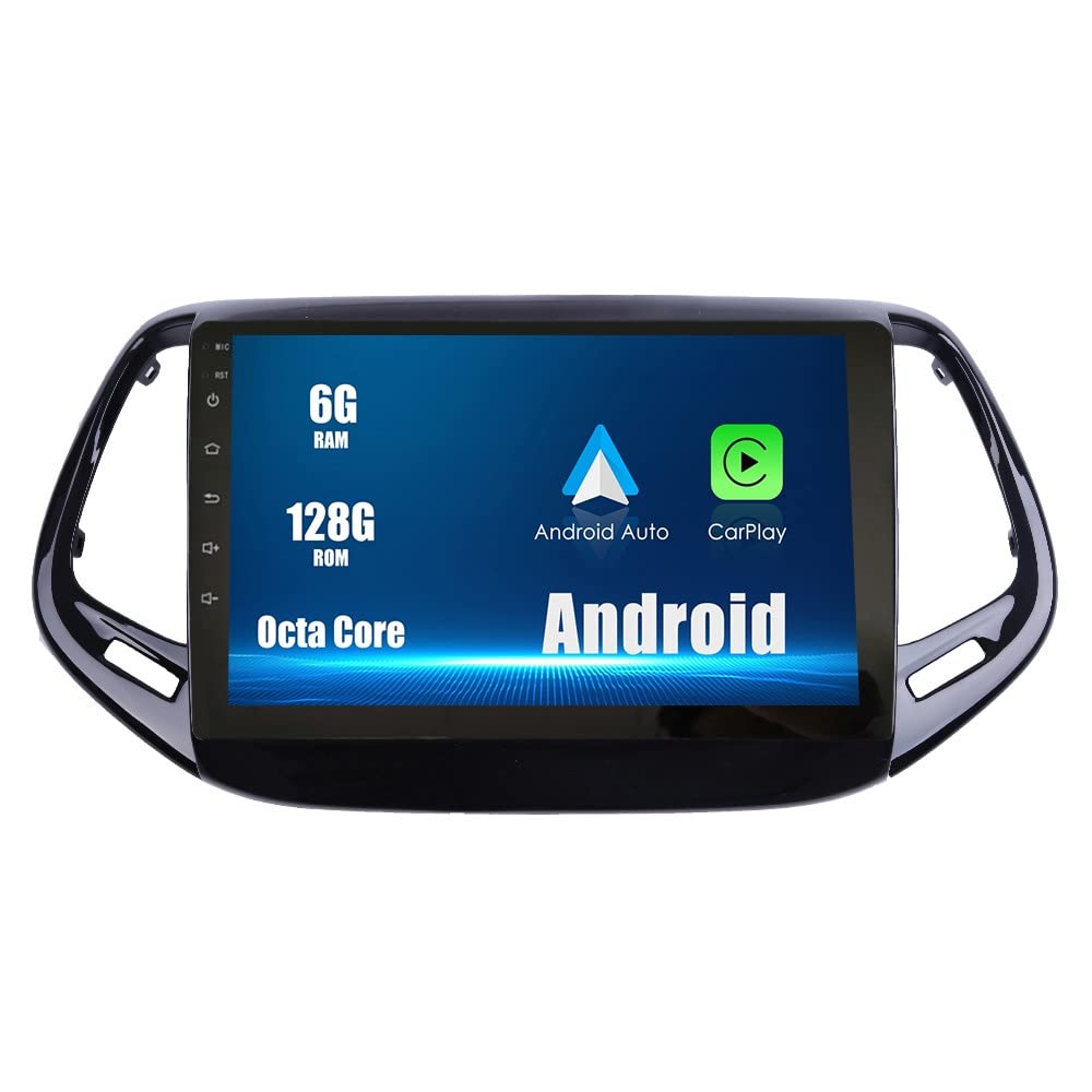ZERTRAN Android 10 Autoradio Autonavigation Stereo Multimedia Player GPS Radio 2.5D Touchscreen fürJeep Compass 2017-2018