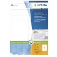 HERMA Premium - Permanent selbstklebende, matte laminierte Adressetiketten aus Papier - weiß - 99,1 x 33,8 mm - 1600 Etikett(en) (100 Bogen x 16) (4267)