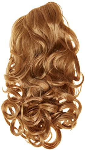 BiYa Hair Elements Thermatt Haarverlängerung, 3/4-Perücke, mit Haarklemme zum sofortigen Anstecken, gelockt, Strawberry Blonde Nr. 27, 50,8 cm