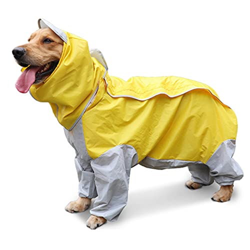 Hunderegenmantel wasserdichte Hundeanzüge mit Geschirrloch für mittelgroße Hunde Kapuzenjacke Klettverschluss Hunderegenponcho