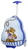 Trendyshop365 Kinder-Koffer Hartschale Teddy-Bär Blau 41 Zentimeter 16 Liter 2 LED-Räder Handgepäck