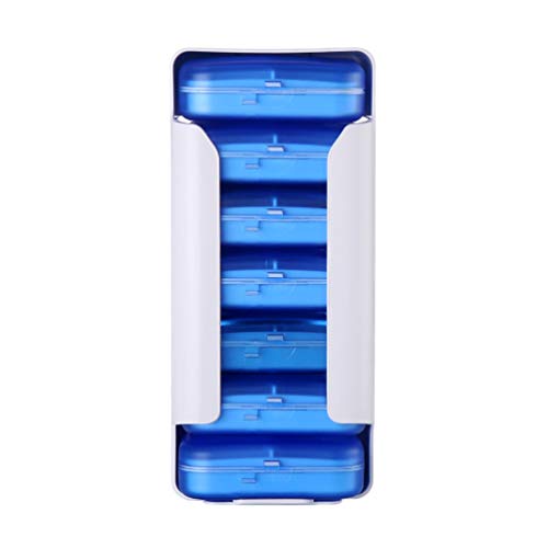 SuPVOX Tabletten-Organizer für 7 Tage, viermalig, Medikamentendosierung, 1 Dose, 7 stapelbar, 42 Gitter, Blau