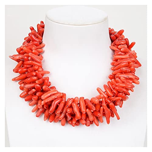Schmuck 18 Zoll Charming 5 Stränge Orange Coral Nugget Chips Chokers Halskette for Frauen erfüllen Mode-Accessoires