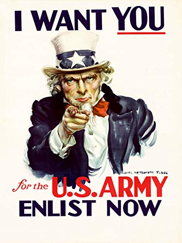 Wee Blue Coo Uncle Sam Recruitment Us Army I Want You Stars Stripes Large Art Print Poster Wall Decor 18x24 inch