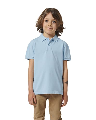 Hilltop Hochwertiges Kinder Poloshirt aus 100% Bio-Baumwolle für Mädchen und Jungen. Eignet Sich hervorragend zum Bedrucken. (z.B.: mit Transfer-Folien/Textilfolien), Size:134/146, Color:Sky Blue