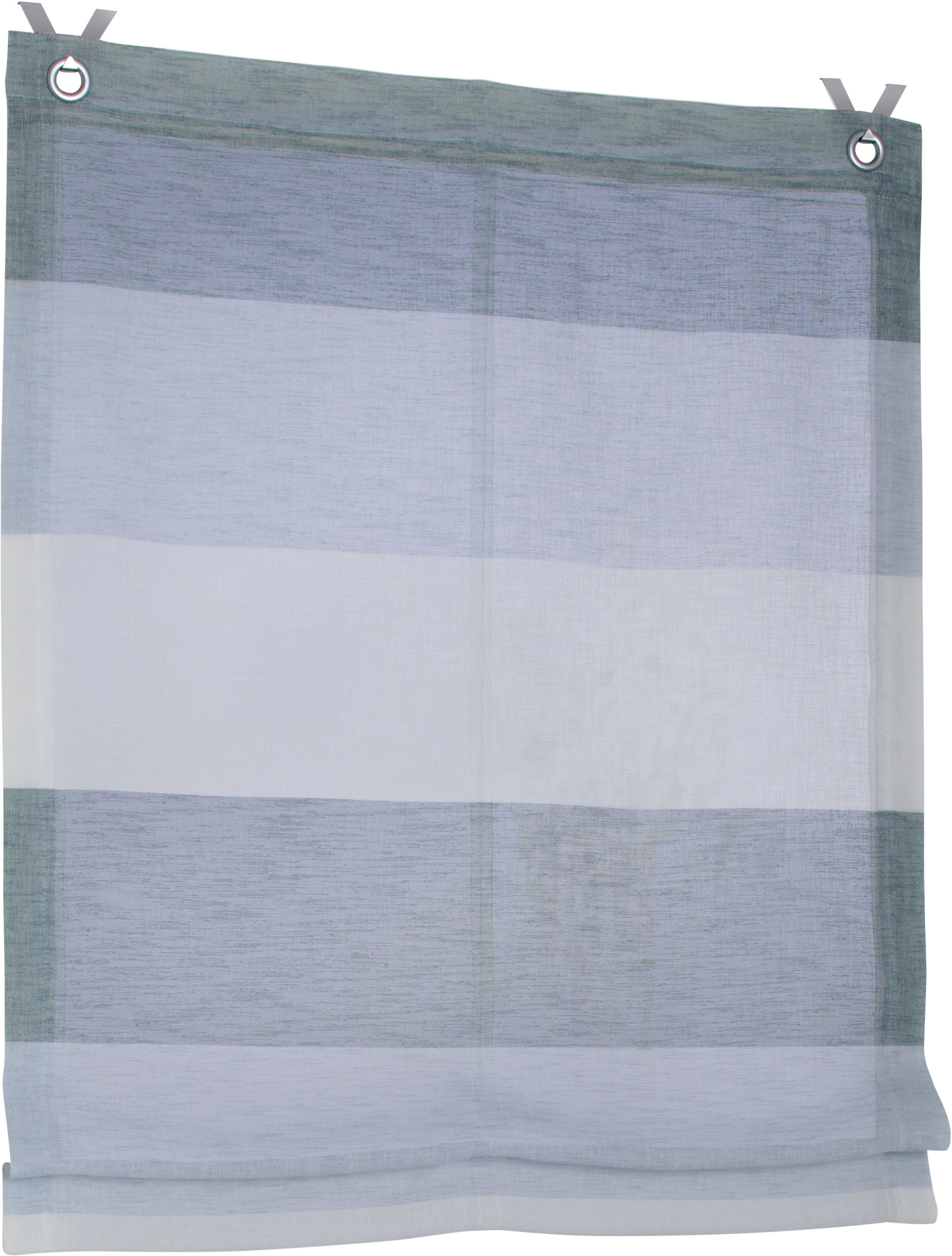Kutti Raffrollo Ösenrollo Marit gestreift grau/beige/Creme mit Webstreifen Breite 100 cm x Höhe 120 cm, incl. Fensterhaken