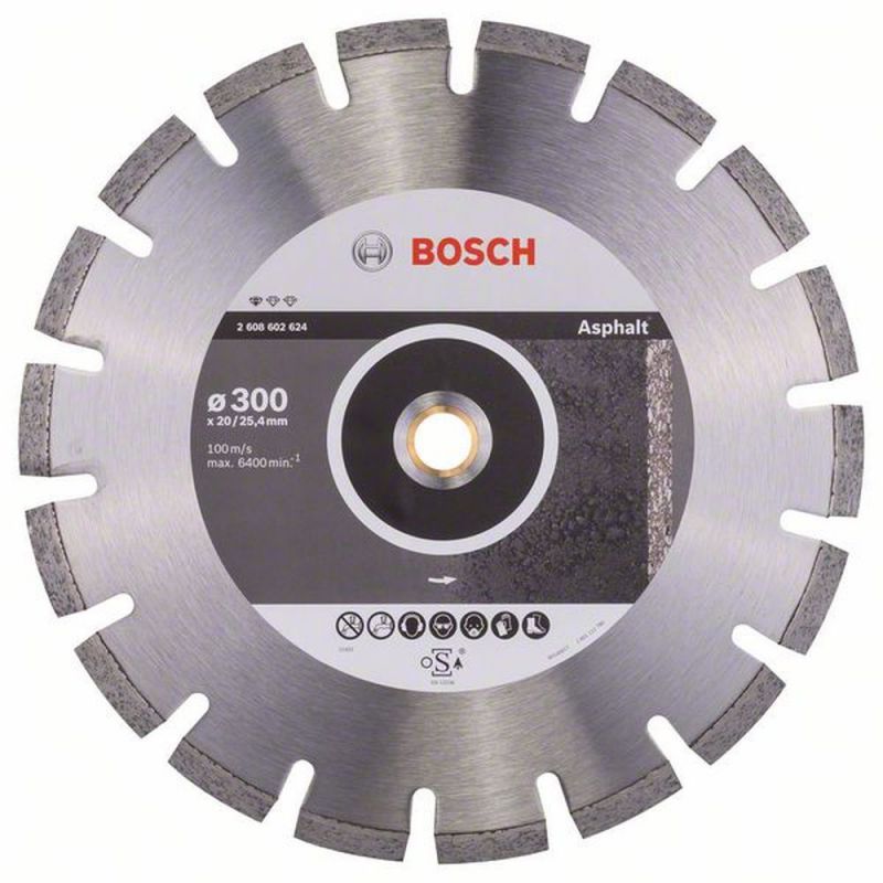 Bosch Diamanttrennscheibe Standard for Asphalt, 300 x 20,00/25,40 x 2,8 x 8 mm 2608602624