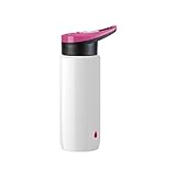 Emsa Drink2Go Sport N30106 Trinkflasche | 0,6 Liter | mit Sportverschluss | ergonomisches Design | Silikon-Mundstück | 100% zerlegbar | Drop Pink |White/Pink