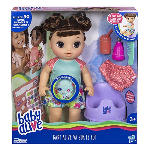 Baby Alive E0610 GEH auf den Topf – Puppe mit braunen Haaren, Vielseitig einsetzbar