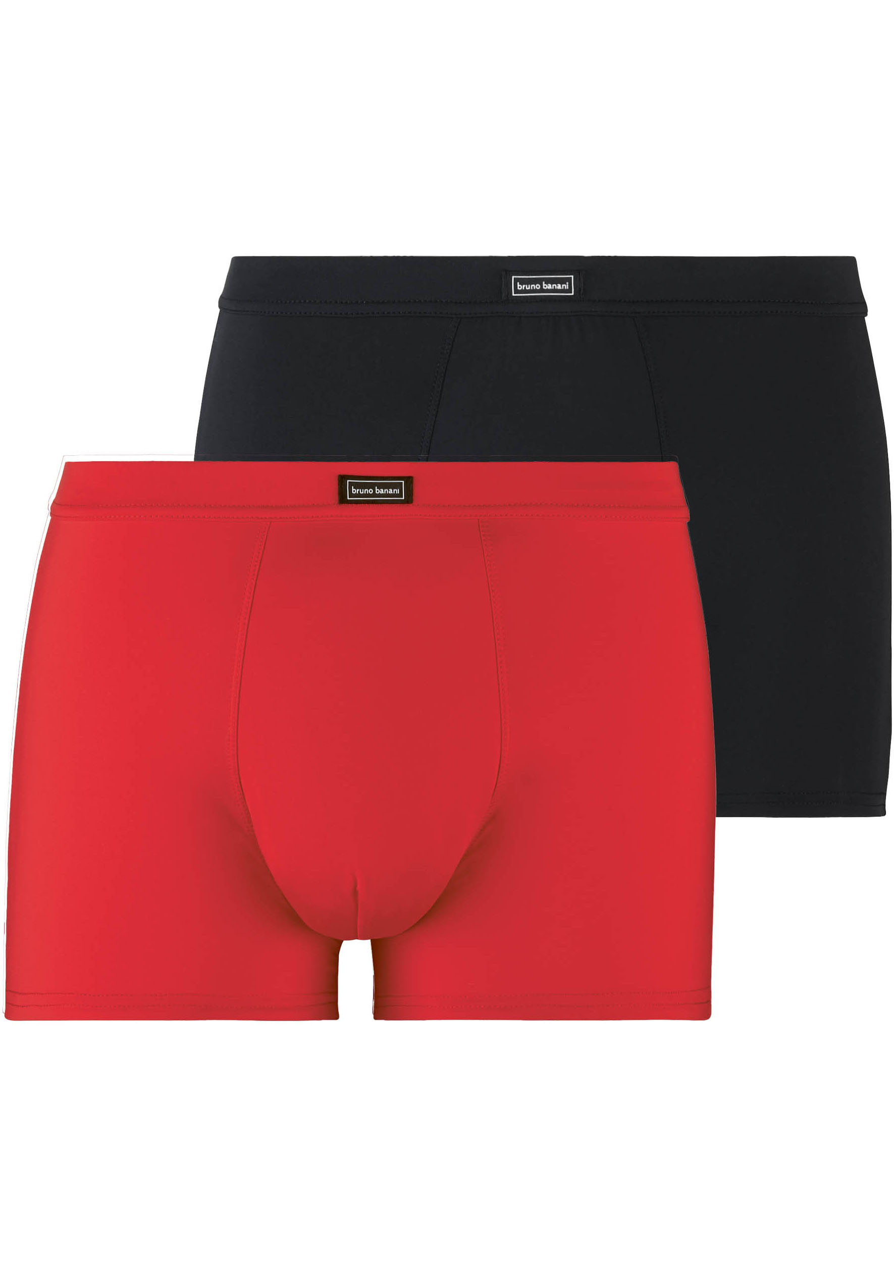 bruno banani Herren Short 2Pack Micro Simply Retroshorts, rot//schwarz, L (2er Pack)