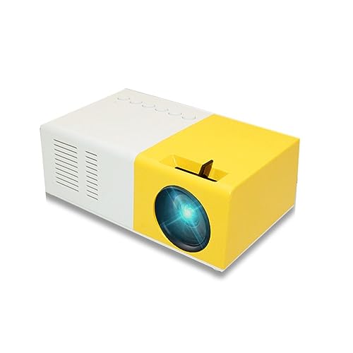 Projektor im Taschenformat 1080p FHD, Mini-Beamer, mit HDMI, AV und SD Port, gelb/weiß