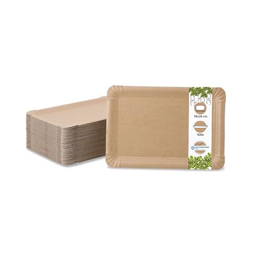 BIOZOYG Take Away braune Pappteller 18 x 26 cm I Pappteller aus Duplex-Karton I Einwegteller fettbeständig I recycelbar und biologisch abbaubar I 1000 Stück
