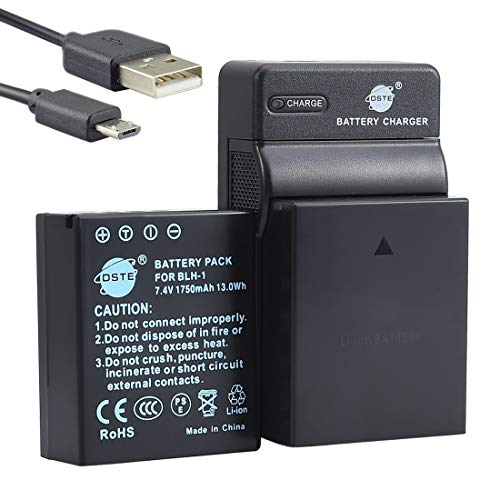 DSTE BLH-1 Li-Ionen Batterie (2-Pack) und Micro USB Ladegerät Anzug kompatibel mit Olympus EM1 Mark II