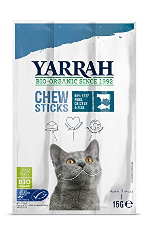 Yarrah Y?h Kautstäbchen mit Seegras und Spirulina für Katzen, 11 x 15 g