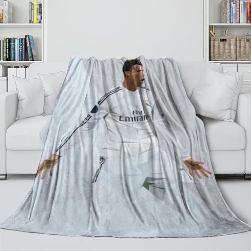 REIPOL Ronaldo 3D Gedruckt Decke - Kinder Jugendliche Erwachsene - Fußball Modisch Decke Erhellt Den Raum Mit Den Lebhaften Farben - Weihnachten Geburtstag Hochzeit Geschenk Idee(127x152cm)