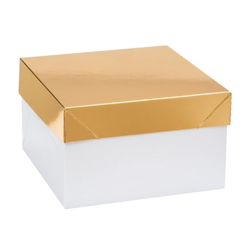 Decora, 5339446 Cf 20 Panettone Box mit automatischem Boden 24 x 24 x 15 H cm, mit goldenem Deckel, perfekt für hohe oder niedrige Panettone bis 1 kg, einzeln verpackt