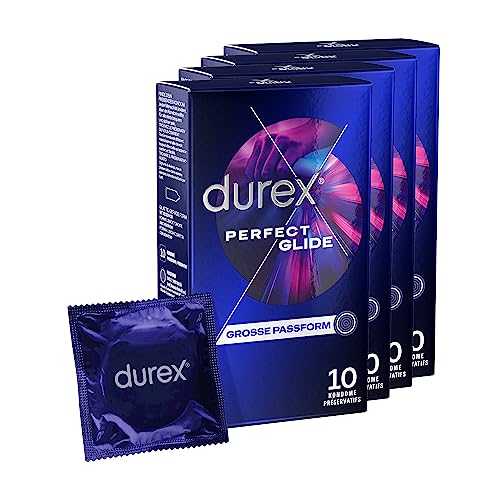 Durex Perfect Glide Kondome - 40 Extra befeuchtete Kondome für bessere Gleitfähigkeit (4 x 10 Stück)