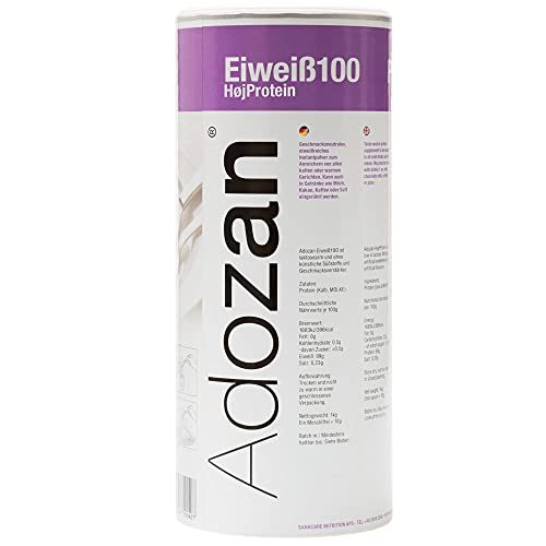 Adozan Eiweiß100 Protein Pulver 1000g | Geschmacksneutral 100% Protein Eiweißpulver | auch ideal zum Backen, Protein Shaker |Premium Qualität aus Dänemark