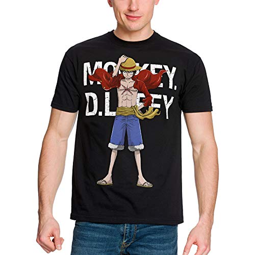 Elbenwald One Piece Herren T-Shirt Cool Monkey D. Luffy Baumwolle schwarz - XXL