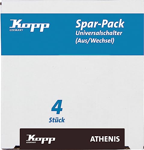 Kopp Athenis Profipack, Inhalt: 4 x Universalschalter (Aus-Wechsel-Schalter), IP20, arktis-weiß, matte Oberfläche, 589632056