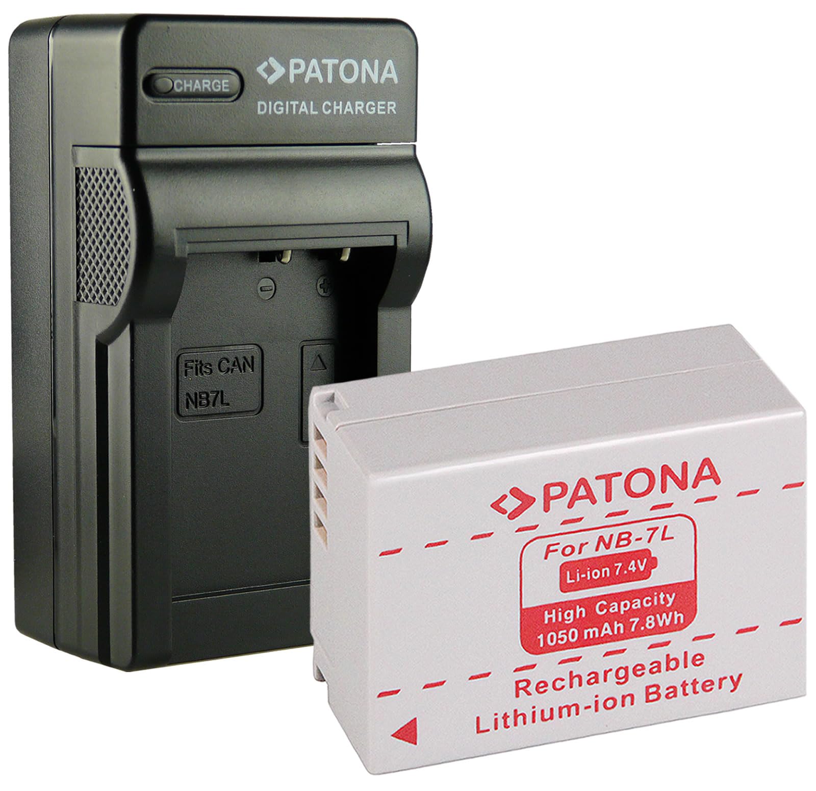 PATONA 3in1 Ladegerät + Akku NB-7L kompatibel mit Canon PowerShot G10 | G11 | G12 | SX30 is