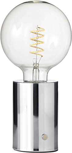 Northpoint LED Akku Tischlampe Edison Style Glühbirne mit Glühdraht bis zu 96 Stunden Laufzeit 2000mAh Touch Dimmer Ambientelicht Tischleuchte Chrom klares Glas