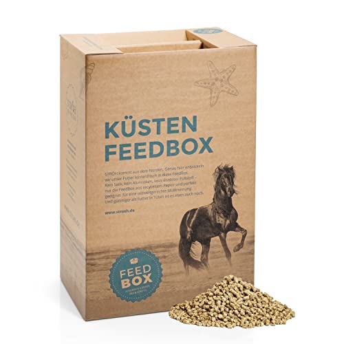 STRÖH Küsten Maiscobs Pferd (30kg Feedbox) • Ergänzungsfuttermittel für Pferde aus Maispflanze • Mais-Pferdefutter als Heu-Ersatz • Maispellets