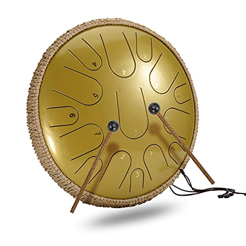 Lipeed 14Zoll 15 Tone ätherische Trommel Schlagzeug Instrument, Tongue Drum,Steel Pan Töne Schlaginstrument Hand Pan Drum mit Trommelschlägeln Tragetasche Note Sticks für Meditation