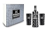 Three Sixty Set Geschenkset Geschenk Box ? Three Sixty Black Vodka Wodka 0,7L 700ml (42% Vol) + 2x Gläser Longdrinkgläser Glas 300ml aus rein weißem Brillanz-Glas Bar Cocktail - [Enthält Sulfite]