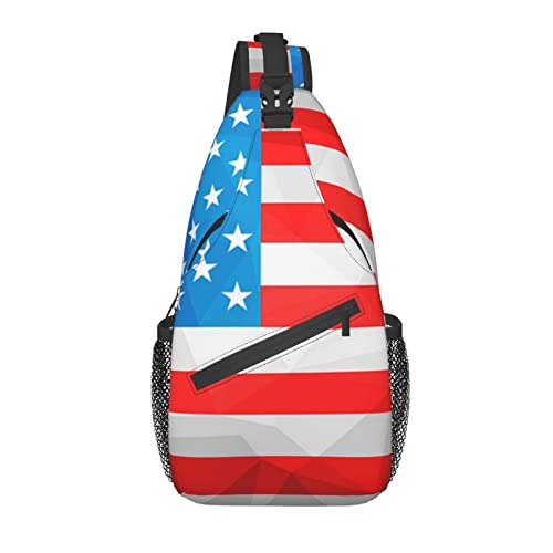 351 Umhängetasche Rot-Blau-Weiße Amerikanische Flagge Casual Daypack Mode Sling Bag Mehrzweck Crossbody Umhängetasche Für Laufen Wandern Outdoor