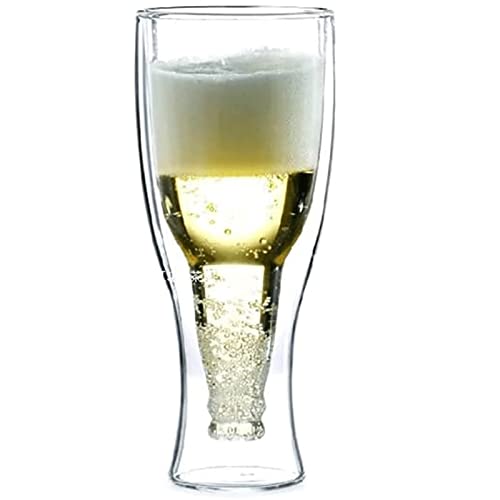 OLOTU Biergläser 350 ml doppelwandiges Bierglas, einzigartige Bierkrüge, kühle, isolierte Bierbecher, Trinkbecher für Saft- und Bar-Speisedekoration Multifunktion