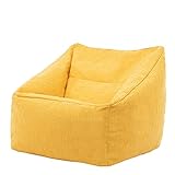 Icon Sitzsack Sessel „Oslo“, Gelb, XL Sitzsack für Erwachsene mit Füllung für das Wohnzimmer, Groß Sitzsack mit Lehne