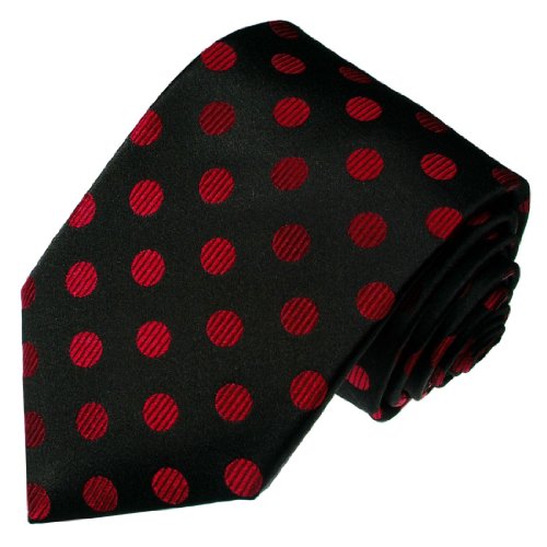 Lorenzo Cana - Marken Krawatte aus 100% Seide Schwarz Rot Punkte Tupfen - 84541