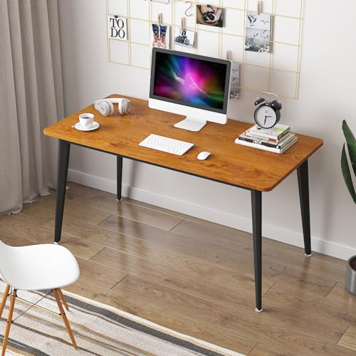 ZOUTYI Moderner, einfacher Computertisch mit Metallbeinen, PC-Laptop-Arbeitsplatz für das Heimbüro (39" B x 29,5" H x 23,6" T, Eiche)