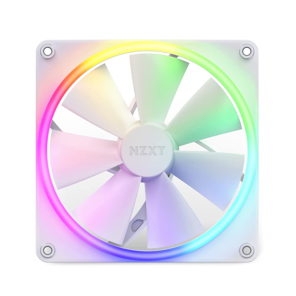 Nzxt F140 RGB Fans - RF-R14SF-W1 - Erweiterte Anpassung der RGB-Beleuchtung – Flüsterleise Kühlung – Single (RGB-Lüfter und Controller ERFORDERLICH & Nicht ENTHALTEN) -140mm-Lüfter – Weiß