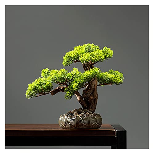 Künstlicher Bonsai Baum 11 Zoll Faux Bonsai Kiefer, Lotus-Topf Künstliche Gefälschende Pflanze Topf, für Garten Balkon Schlafzimmer Ästhetische gefälschte Pflanzendekor Simulation Bonsai