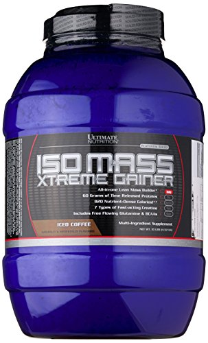 Ultimate Nutrition ISO Mass Xtreme Gainer, Isolate Protein Powder with Creatine - Weight Gain Serious Lean Muscle Mass with 60 Grams of Protein, Iced Coffee, 30 Servings